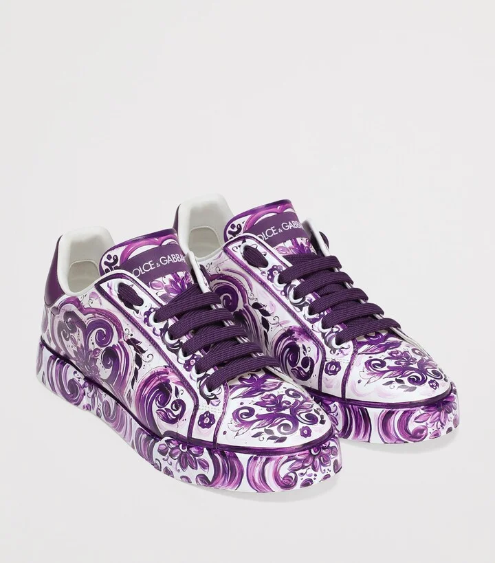 Dolce & Gabbana Leather Majolica Portofino Sneakers - Image 2