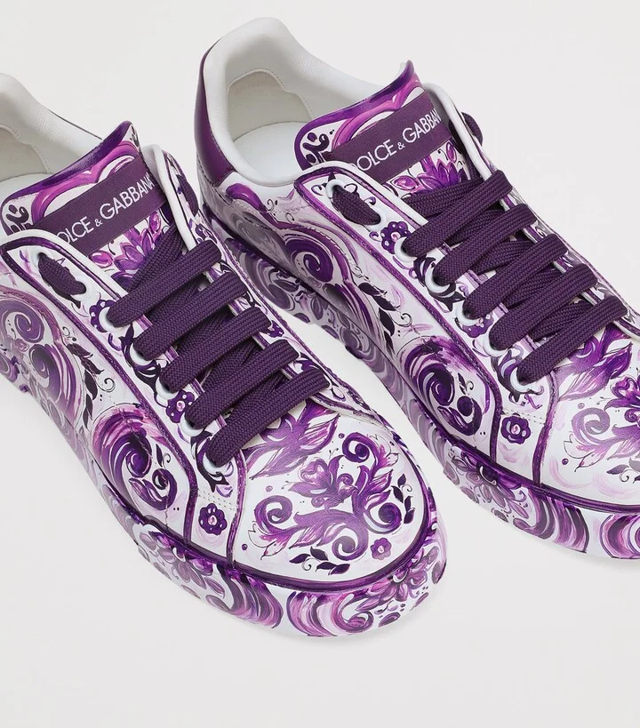 Dolce & Gabbana Leather Majolica Portofino Sneakers - Image 4