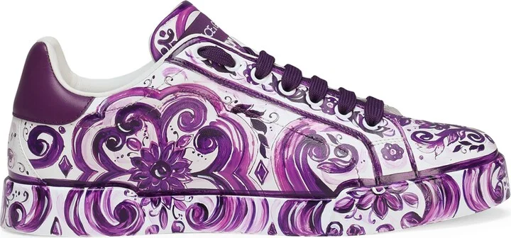 Dolce & Gabbana Leather Majolica Portofino Sneakers