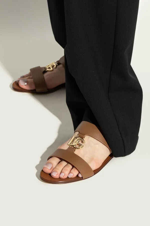 Dolce & Gabbana Leather Slides With Logo-shaped Appliqué - Image 2