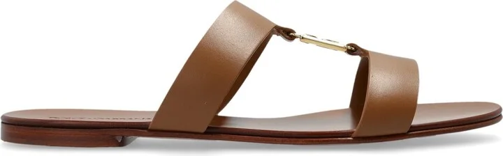 Dolce & Gabbana Leather Slides With Logo-shaped Appliqué