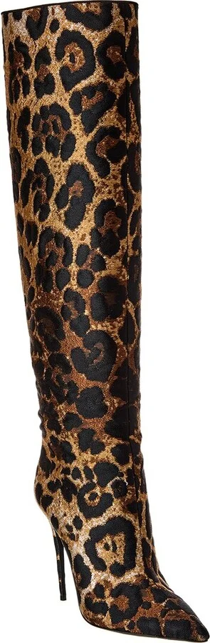 Dolce & Gabbana Leopard Jacquard Stiletto Knee-High Boot