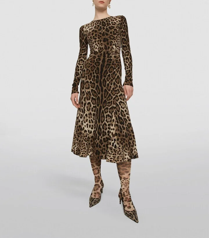 Dolce & Gabbana Leopard Print Midi Dress - Image 2