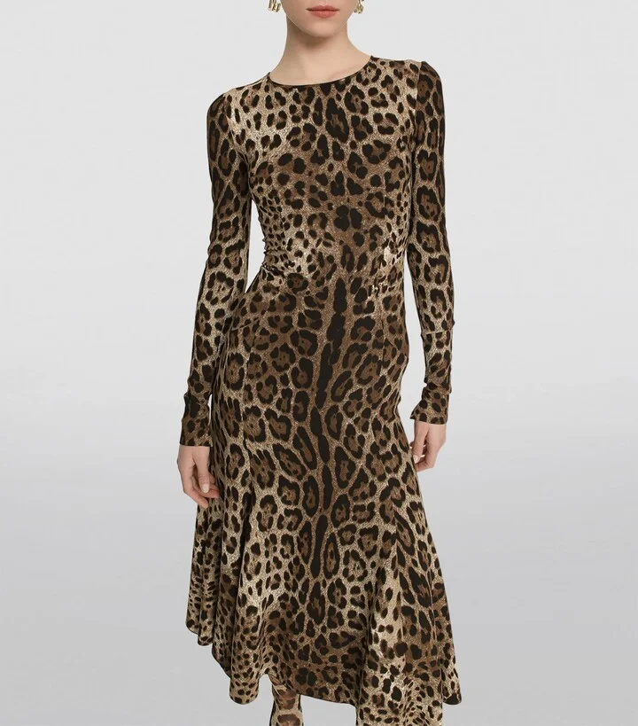 Dolce & Gabbana Leopard Print Midi Dress - Image 3
