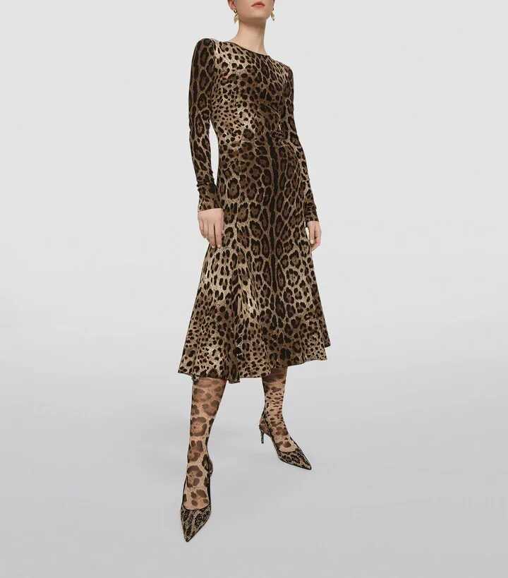 Dolce & Gabbana Leopard Print Midi Dress - Image 4