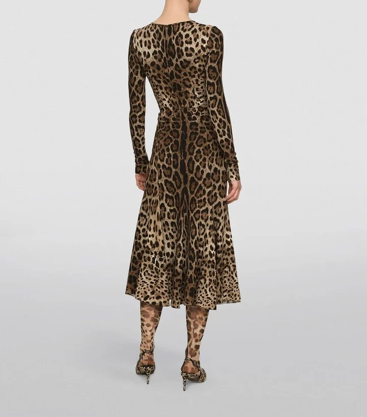 Dolce & Gabbana Leopard Print Midi Dress - Image 5