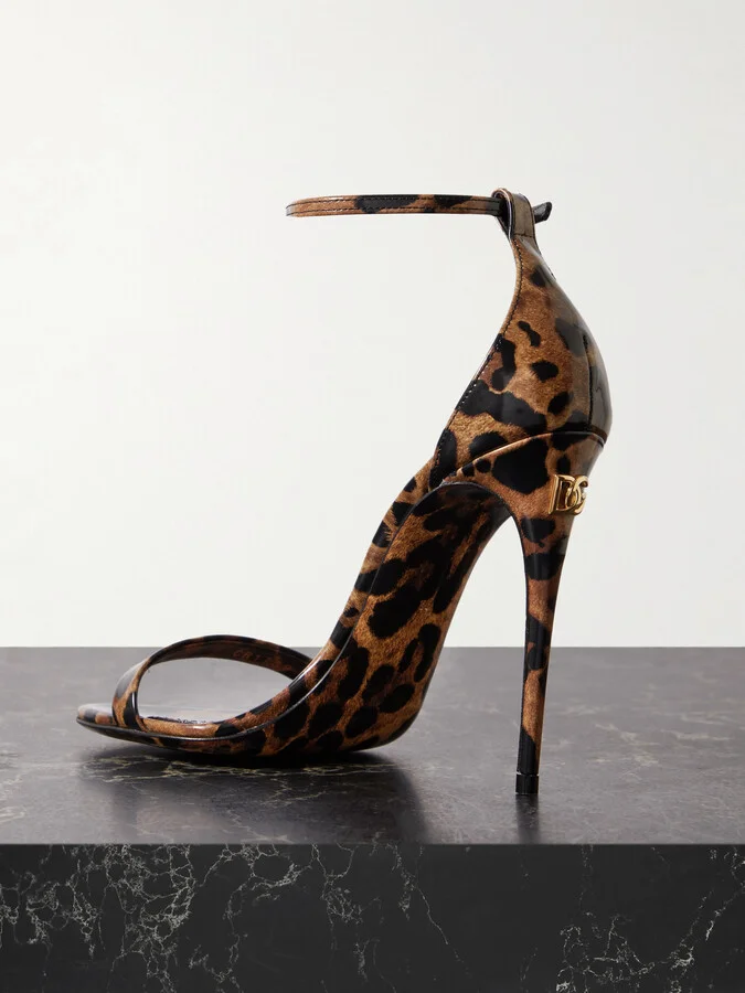 Dolce & Gabbana - Leopard-print Patent-leather Sandals - Animal print - Image 3