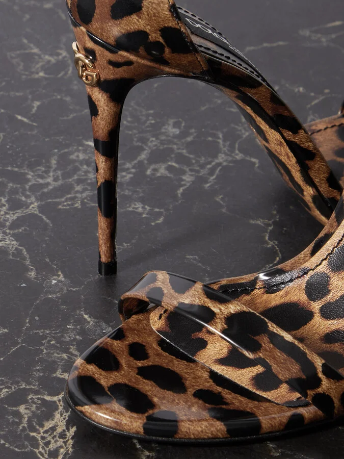 Dolce & Gabbana - Leopard-print Patent-leather Sandals - Animal print - Image 4