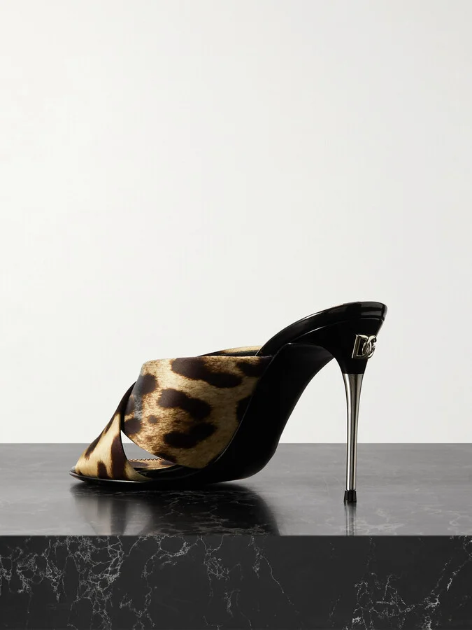 Dolce & Gabbana - Leopard-print Satin Mules - Animal print - Image 3