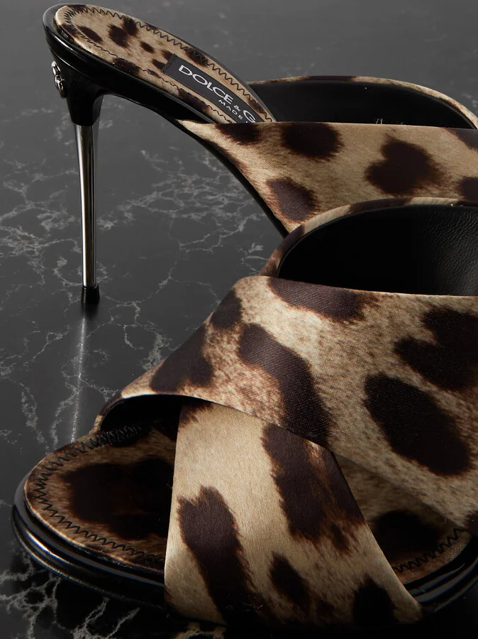 Dolce & Gabbana - Leopard-print Satin Mules - Animal print - Image 4
