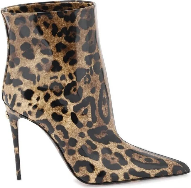 Dolce & Gabbana Leopard-Printed Pointed Toe Ankle Boots
