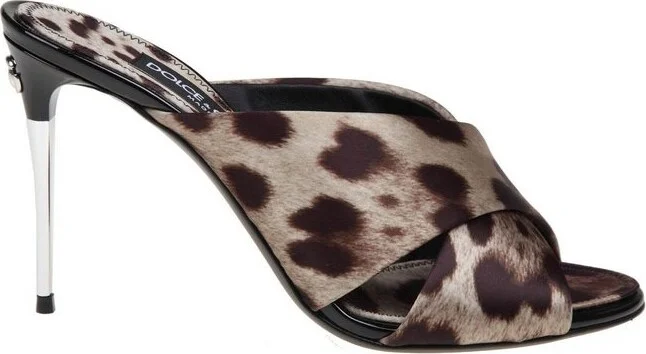 Dolce & Gabbana Leopard-Printed Satin Mules