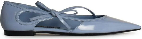 Dolce & Gabbana Light Blue Leather Ballet Flats
