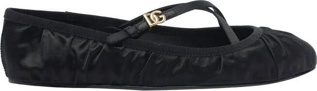 Dolce & Gabbana Logo Buckle Ruched Detailed Ballet Flats