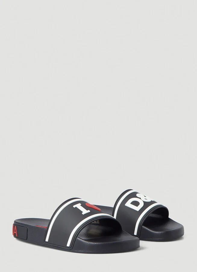Dolce & Gabbana Logo Embossed Slides - Woman Slides Black Eu - 37 - Image 2
