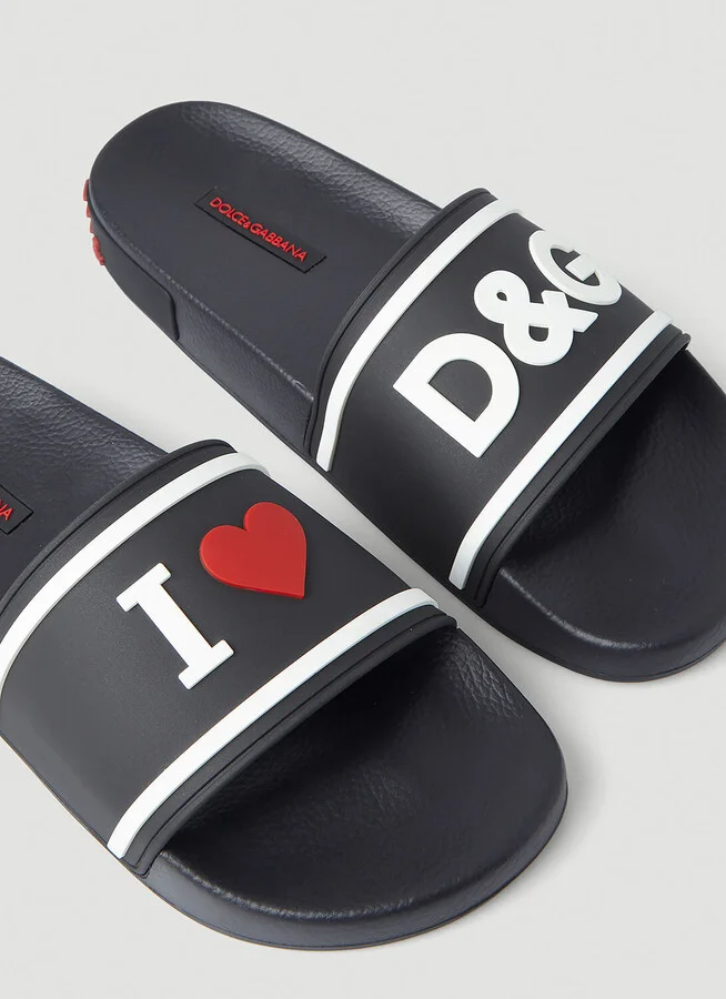 Dolce & Gabbana Logo Embossed Slides - Woman Slides Black Eu - 37 - Image 5