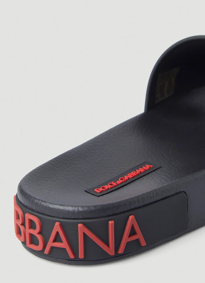 Dolce & Gabbana Logo Embossed Slides - Woman Slides Black Eu - 37 - Image 6