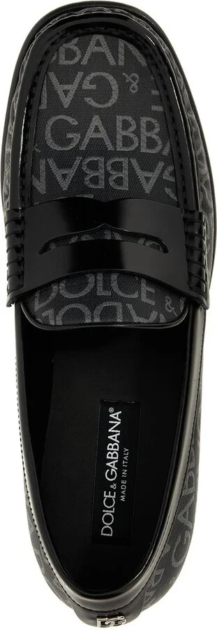 Dolce & Gabbana Logo Jacquard Fabric Loafers - Image 4