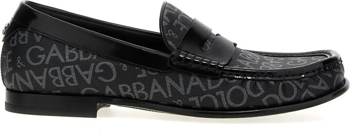 Dolce & Gabbana Logo Jacquard Fabric Loafers