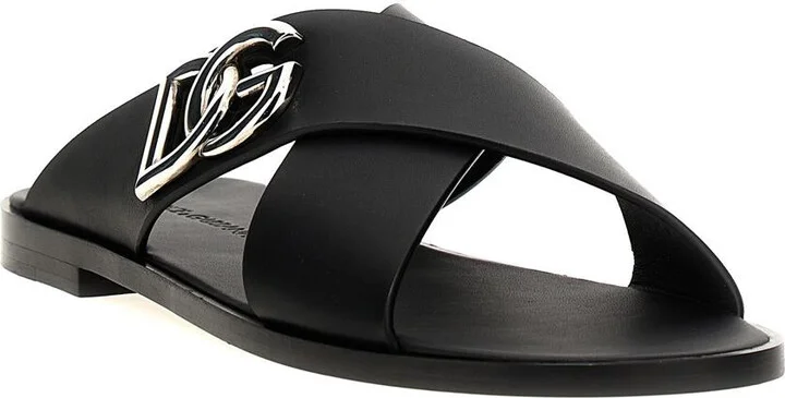 Dolce & Gabbana Logo Leather Sandals - Image 2