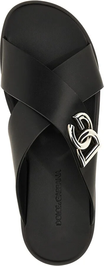 Dolce & Gabbana Logo Leather Sandals - Image 4