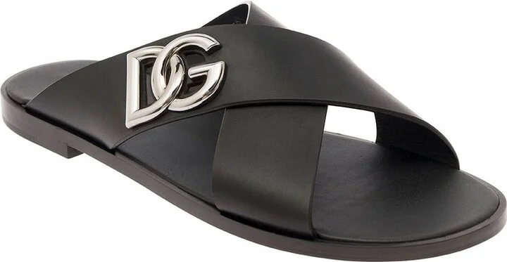 Dolce & Gabbana Logo Leather Sandals - Image 2