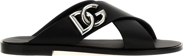 Dolce & Gabbana Logo Leather Sandals