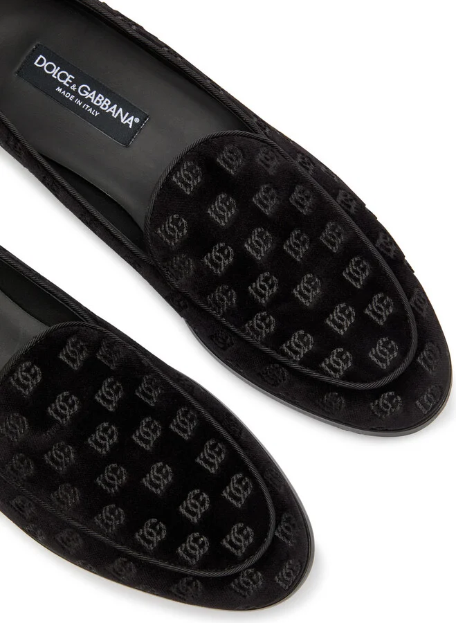 Dolce & Gabbana Logo-monogrammed Velvet Loafers - Image 3