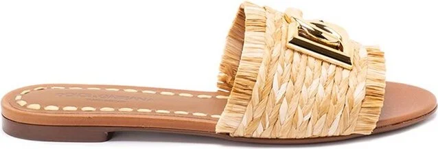 Dolce & Gabbana Logo Plaque Braided Slippers