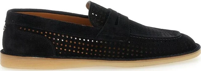 Dolce & Gabbana Logo Plaque Perforated Loafers