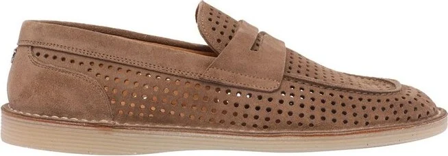 Dolce & Gabbana Logo Plaque Perforated Loafers