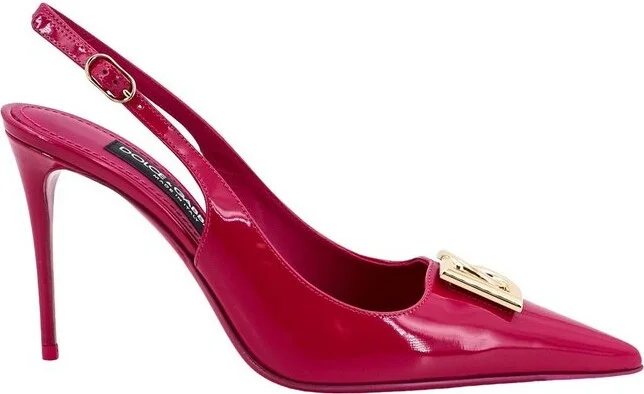 Dolce & Gabbana Logo Plaque Pointed Toe Slingback Pumps