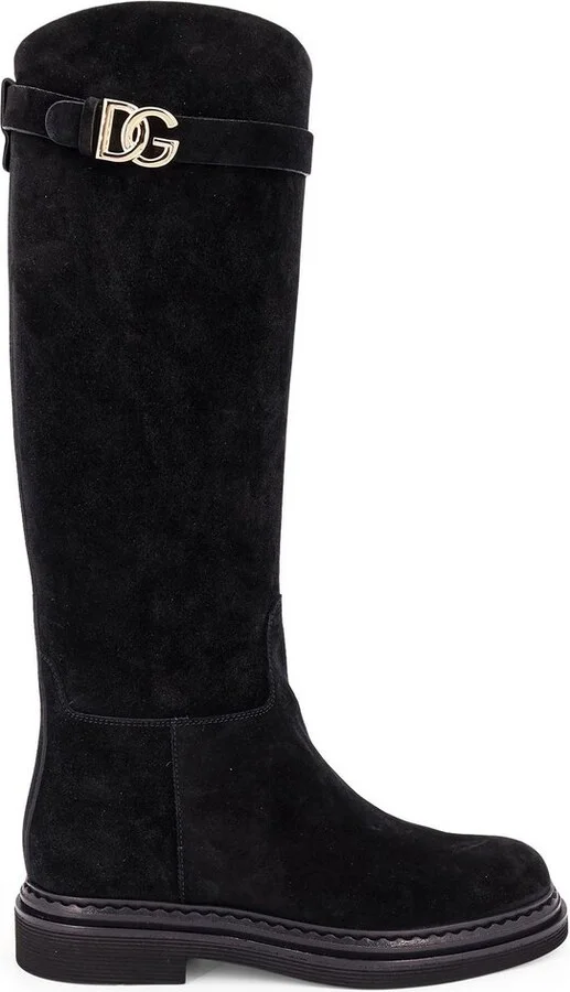 Dolce & Gabbana Logo Plaque Round Toe Boots