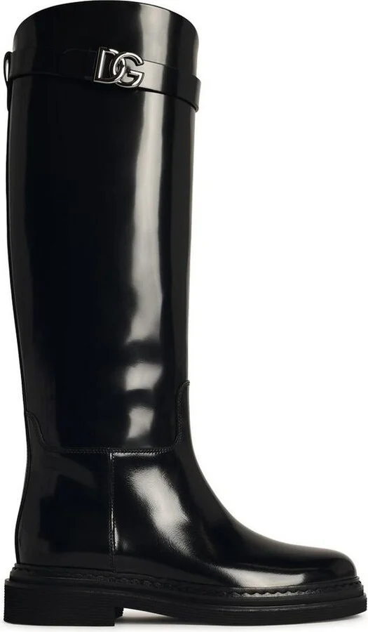 Dolce & Gabbana Logo Plaque Round Toe Boots