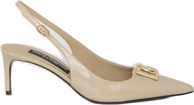 Dolce & Gabbana Logo Plaque Slingback Pumps