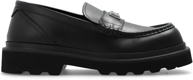 Dolce & Gabbana Logo Plaque Square-Toe Loafers
