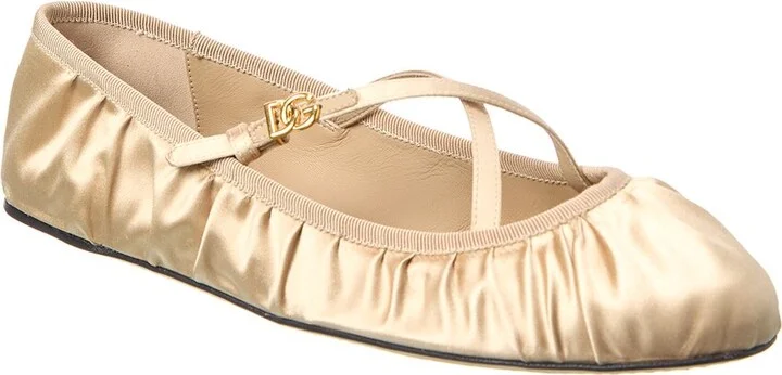 Dolce & Gabbana Logo Satin Flat