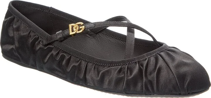 Dolce & Gabbana Logo Satin Flat