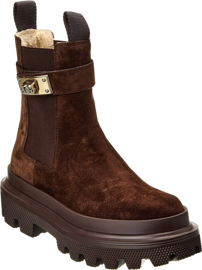Dolce & Gabbana Logo Suede Chelsea Boot