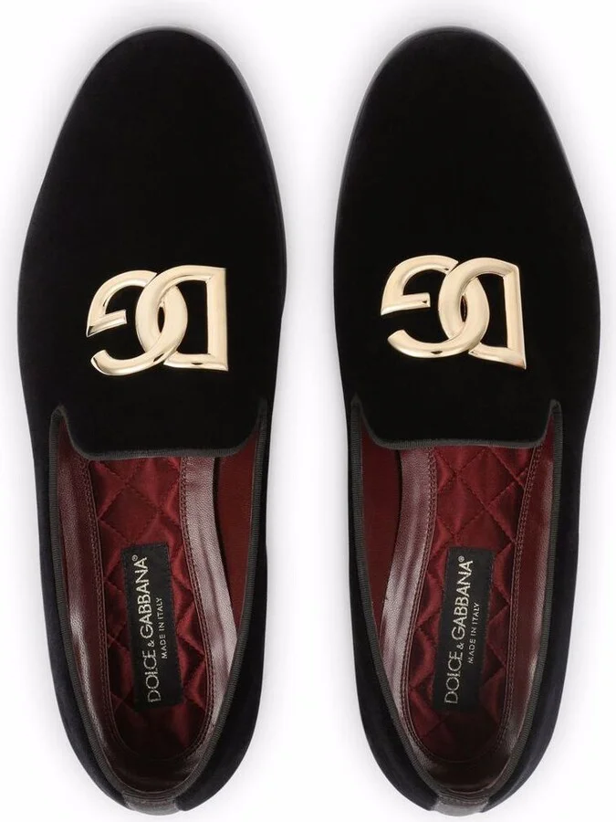 Dolce & Gabbana Logo Velvet Loafers - Image 3
