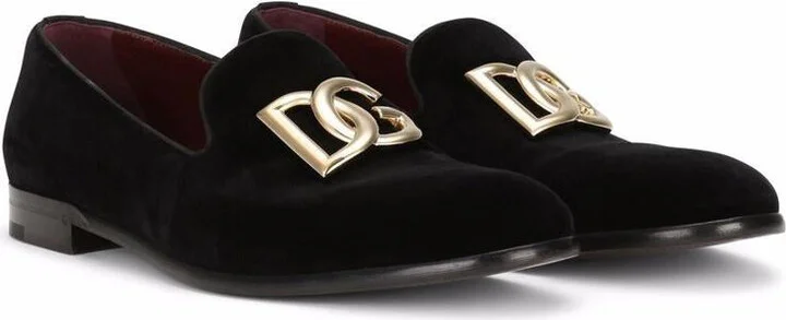 Dolce & Gabbana Logo Velvet Loafers - Image 4