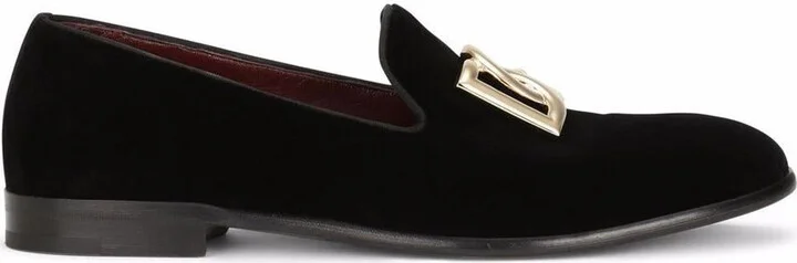 Dolce & Gabbana Logo Velvet Loafers