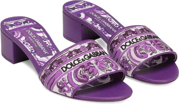 Dolce & Gabbana Maiolic Print Slide Sandals - Image 2