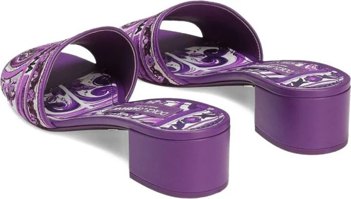 Dolce & Gabbana Maiolic Print Slide Sandals - Image 3
