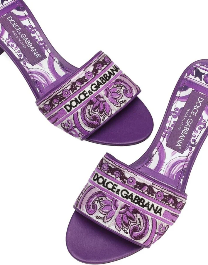 Dolce & Gabbana Maiolic Print Slide Sandals - Image 4