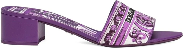 Dolce & Gabbana Maiolic Print Slide Sandals