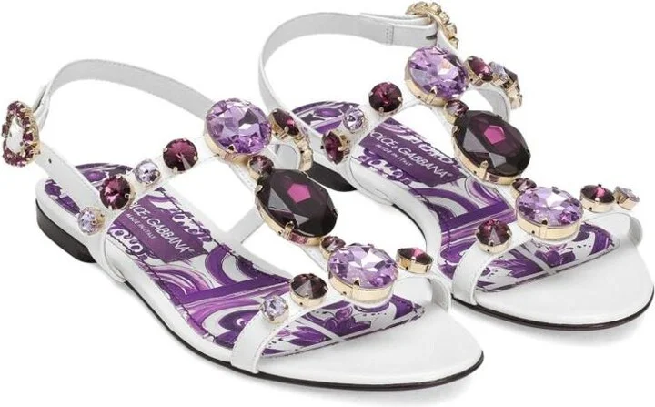 Dolce & Gabbana Maiolica Leather Sandals - Image 2