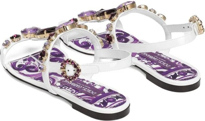 Dolce & Gabbana Maiolica Leather Sandals - Image 3