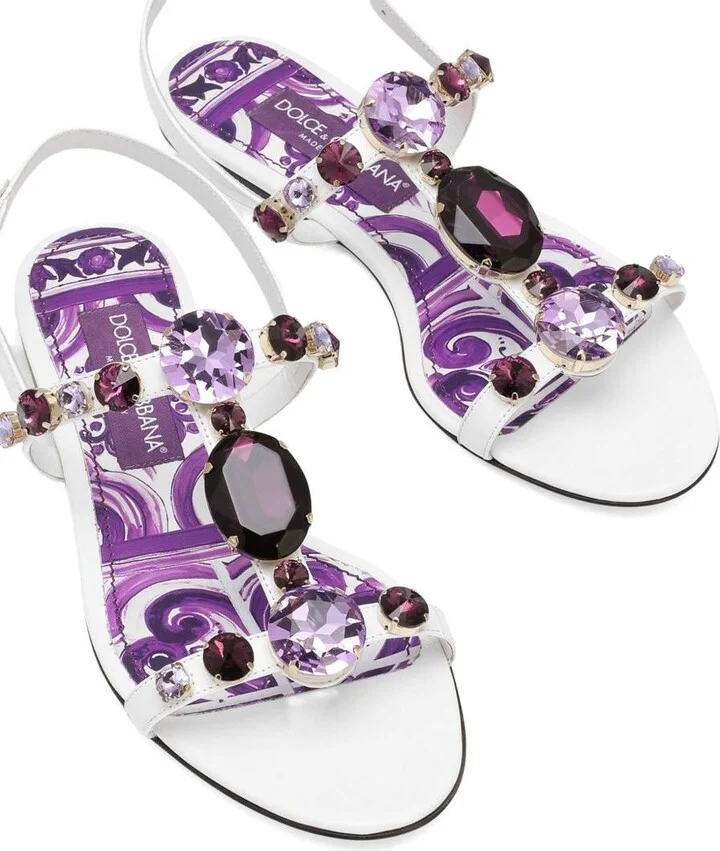 Dolce & Gabbana Maiolica Leather Sandals - Image 4