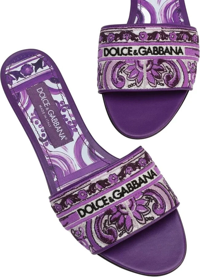 Dolce & Gabbana Majolica Pattern Slide Sandals - Image 4